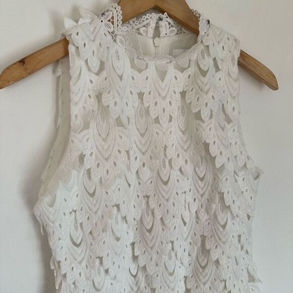 Elliatt Revolve Women’s White Harmonia Textured Lace Appliqué  Mini Dress - Picture 7 of 12